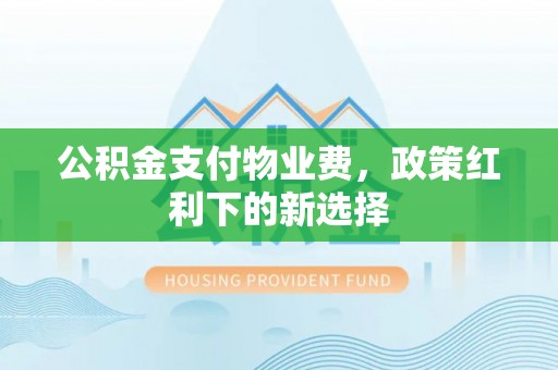 仙游公积金支付物业费，政策红利下的新选择