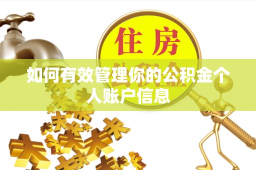 仙游如何有效管理你的公积金个人账户信息